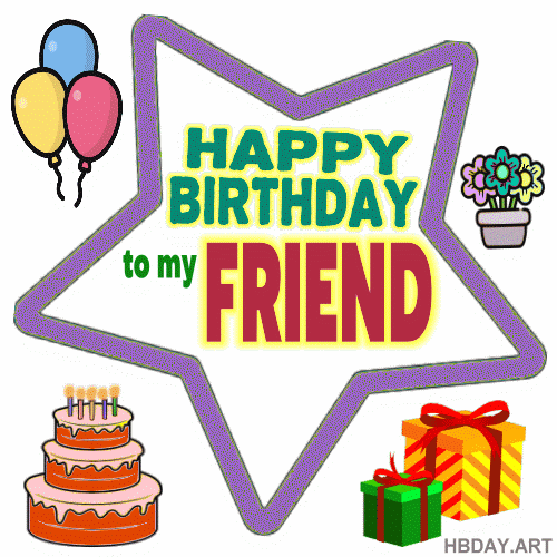 Happy Birthday FRIEND images gif - HBDAY.ART