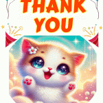 Thank you gif card, cute cat